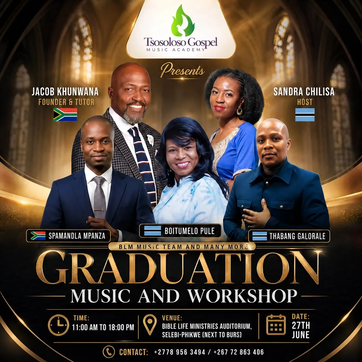 TGMA Graduation Music and Workshop — 27 June 2026, featuring Jacob Khunwana, Sandra Chilisa, and more