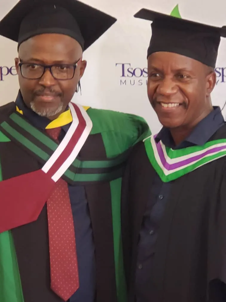 Jacob Khunwana with faculty at the Tsosoloso Gospel Music Academy graduation